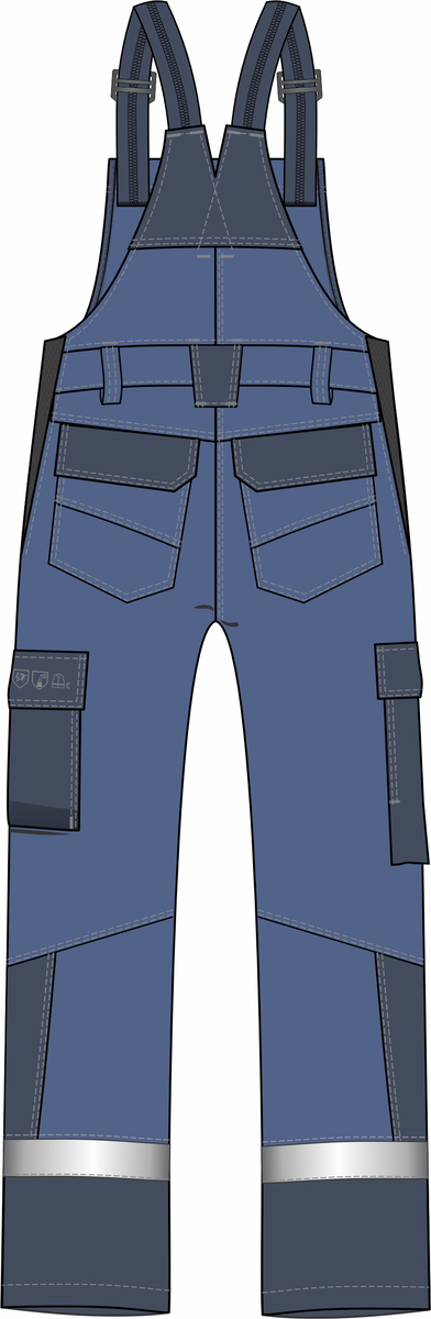 CWS Multinorm Premium: Dungarees Blue/Darkblue w. Reflective Stripes view 4