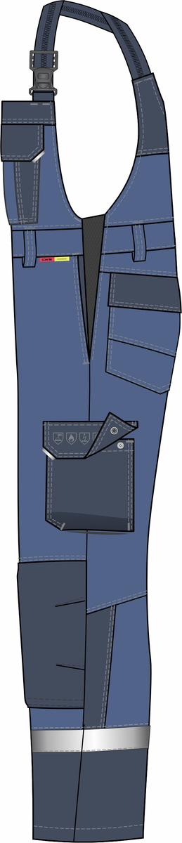 CWS Multinorm Premium: Dungarees Blue/Darkblue w. Reflective Stripes view 6