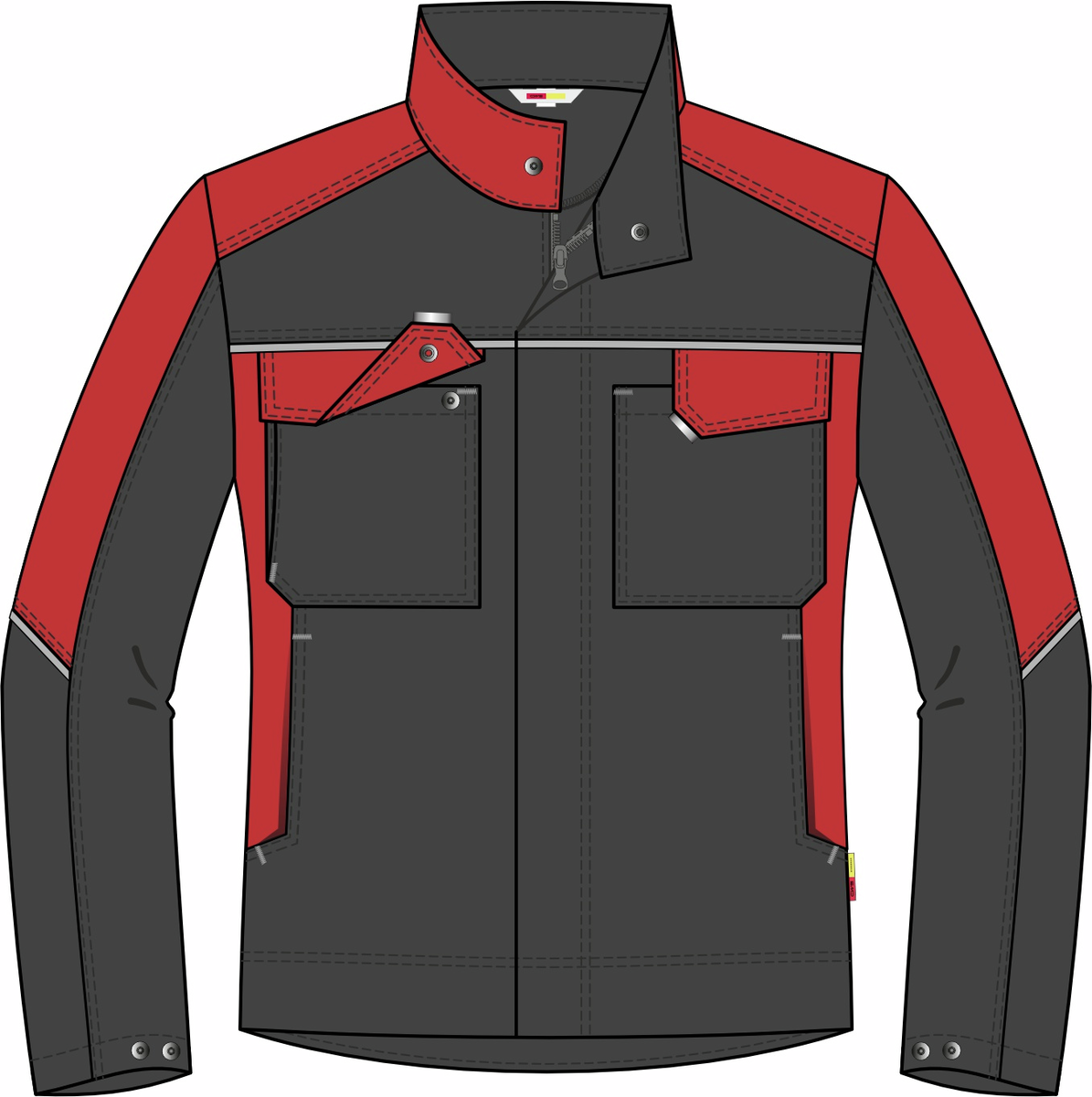 CWS Industry Comfort: Work Jacket Darkgrey/Red view 3