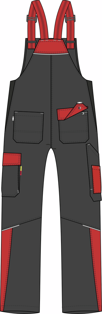 CWS Industry Comfort: Dungarees Darkgrey/Red w. Kneepad Pockets view 2