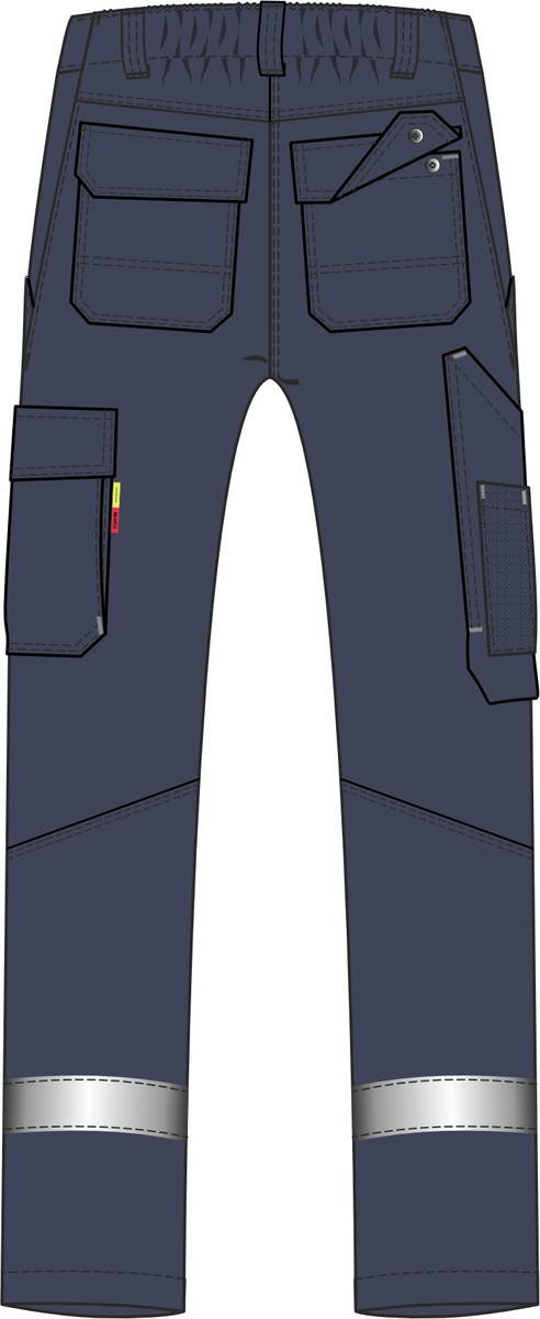 CWS Industry Comfort w.HiVi elements: Trousers Ladies Darkblue w. Reflective Stripes w. Kneepad Pockets view 2