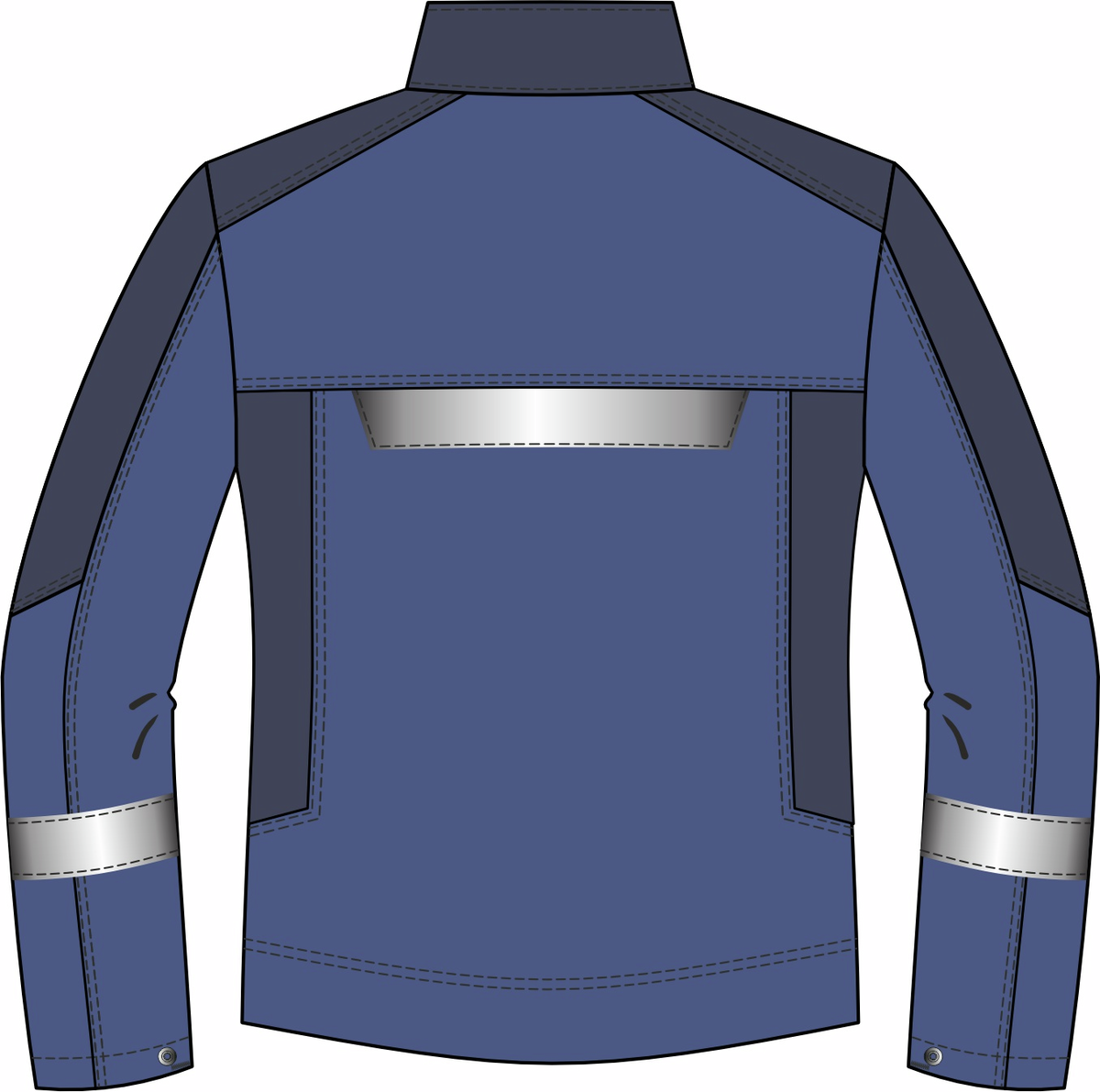 CWS Industry Comfort w.HiVi elements: Work Jacket Blue/Darkblue w. Reflective Stripes view 2