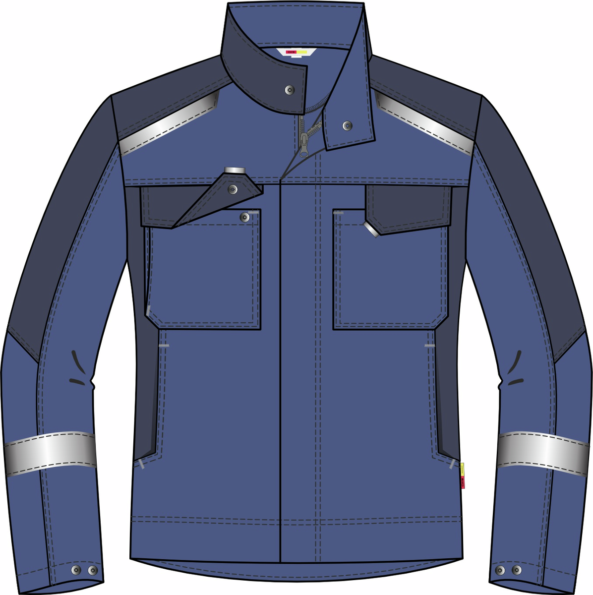 CWS Industry Comfort w.HiVi elements: Work Jacket Blue/Darkblue w. Reflective Stripes view 3