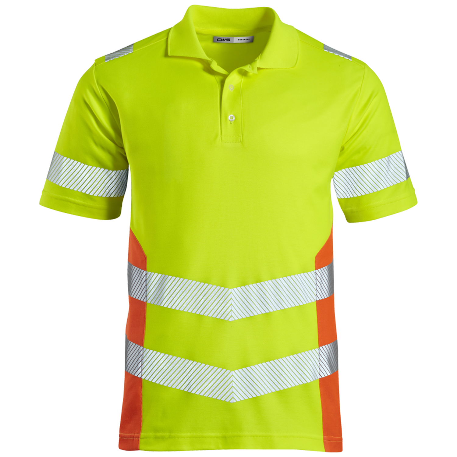 CWS Core HighVis Poloshirt HighVis Yellow/HighVis Orange w/ Reflective Stripes short sleeves