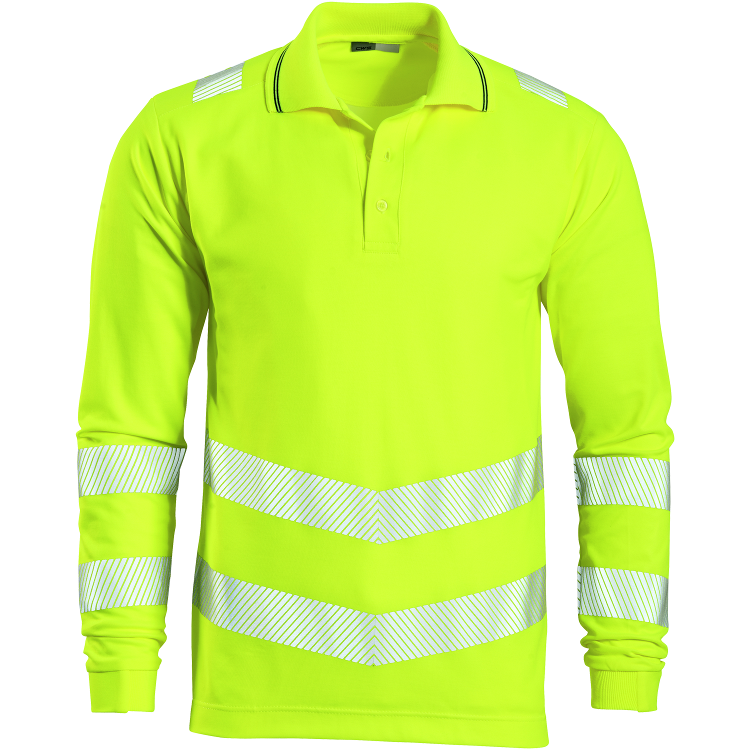 CWS Core HighVis Poloshirt HighVis Yellow w/ Reflective Stripes long sleeves