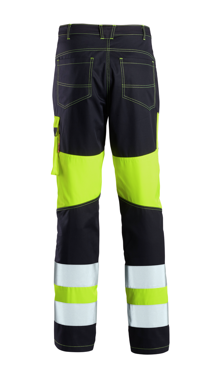 CWS Alpha HighVis: hlače s pasom v temno modri/varnostno rumeni barvi z žepi za kolena in odsevnimi črtami view 2
