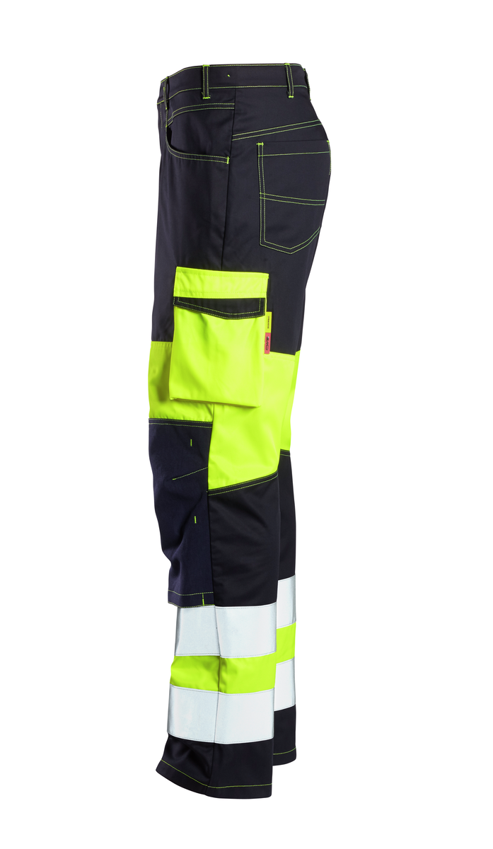 CWS Alpha HighVis: hlače s pasom v temno modri/varnostno rumeni barvi z žepi za kolena in odsevnimi črtami view 3