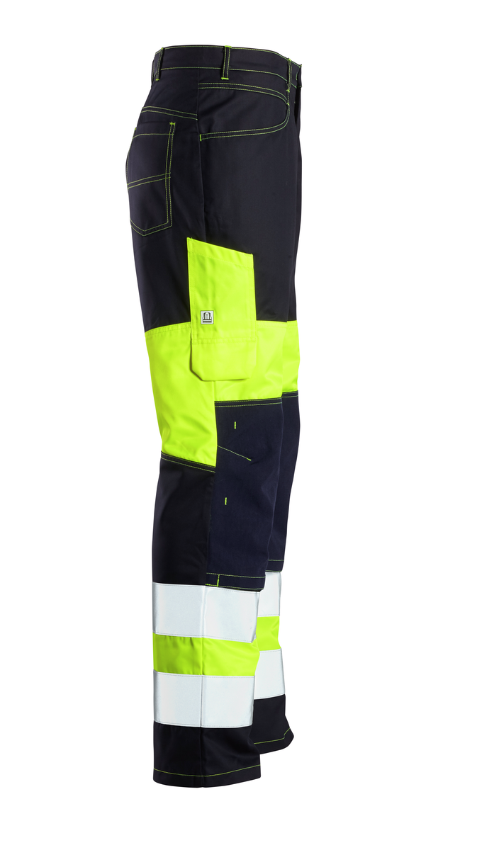 CWS Alpha HighVis: hlače s pasom v temno modri/varnostno rumeni barvi z žepi za kolena in odsevnimi črtami view 4
