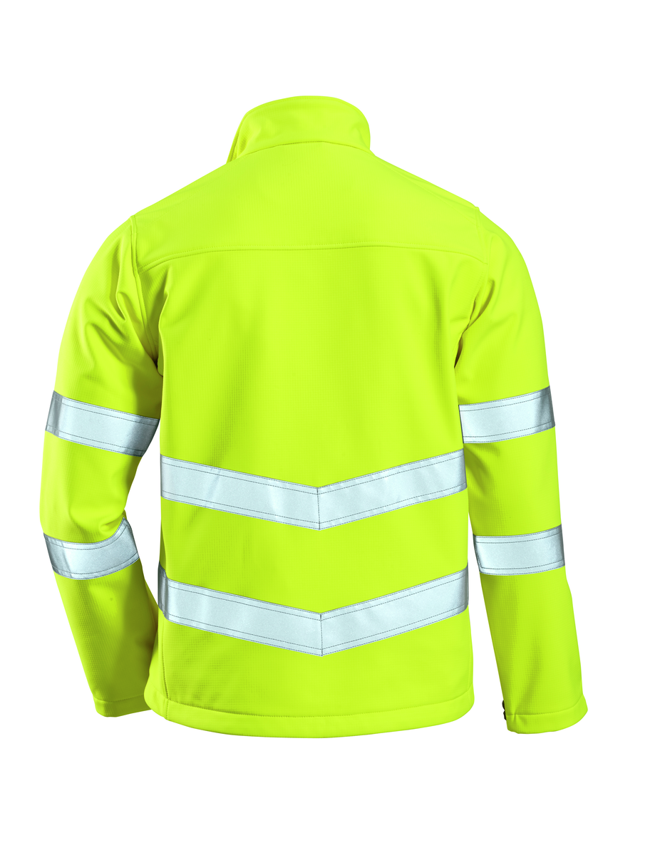 CWS Core HighVis: Softshell jakna visoke vidljivosti rumene barve z odsevnimi črtami view 2