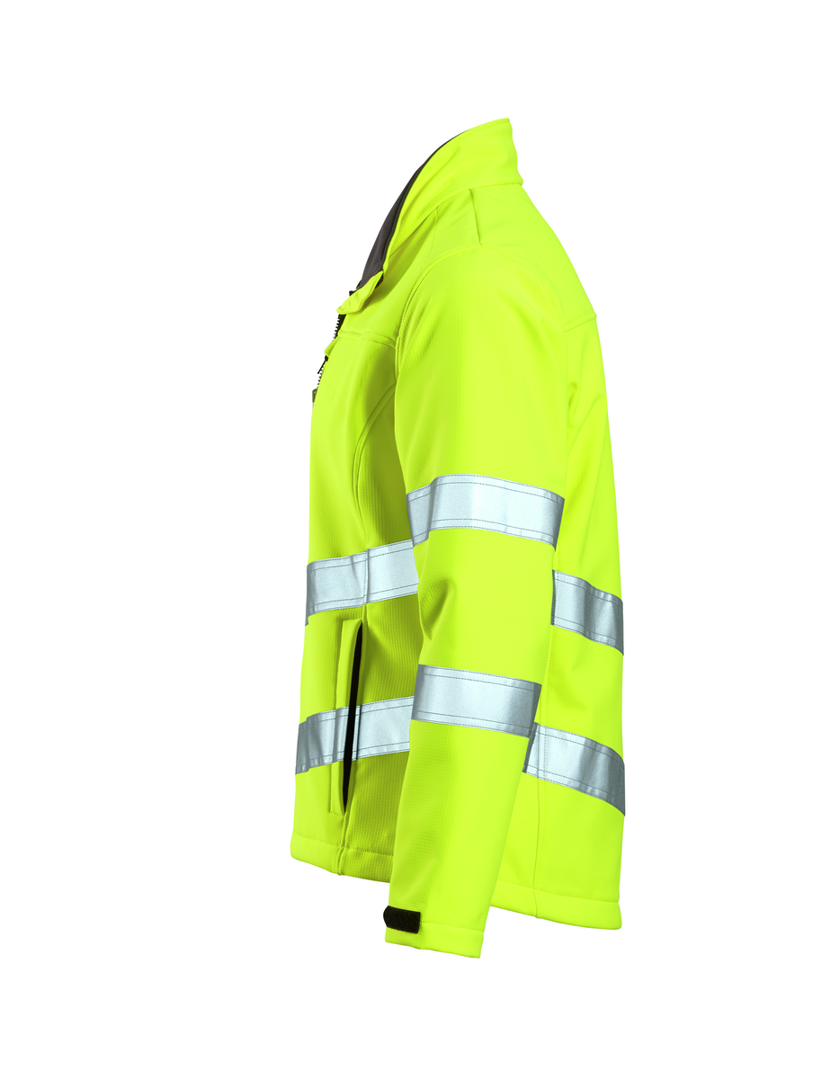 CWS Core HighVis: Softshell jakna visoke vidljivosti rumene barve z odsevnimi črtami view 4