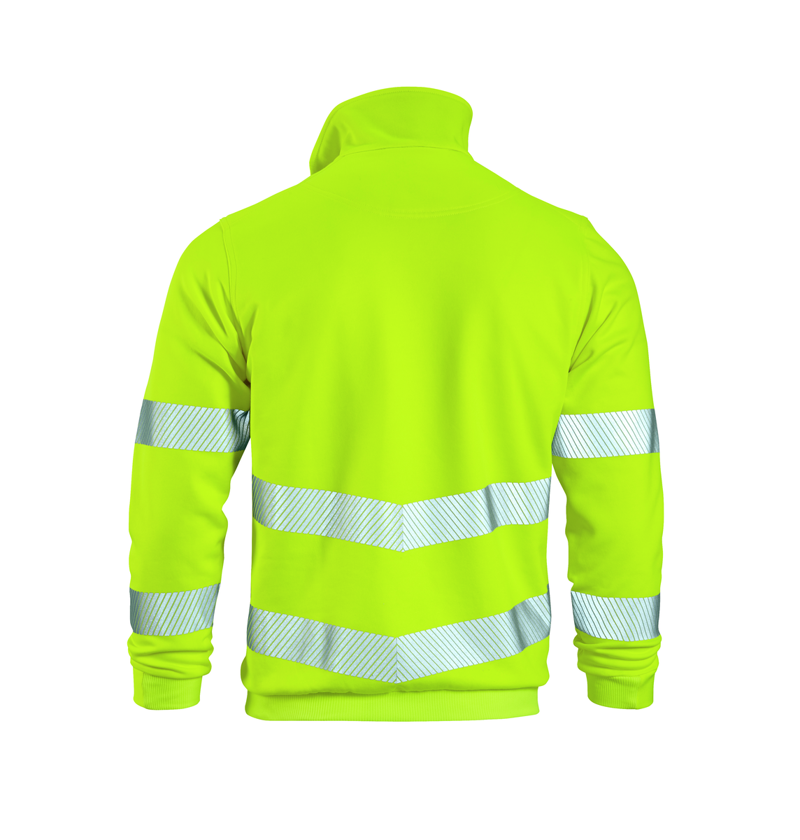 CWS Core HighVis: Sweatshirt High Vis Yellow w. Reflective Stipes w. Zip view 2