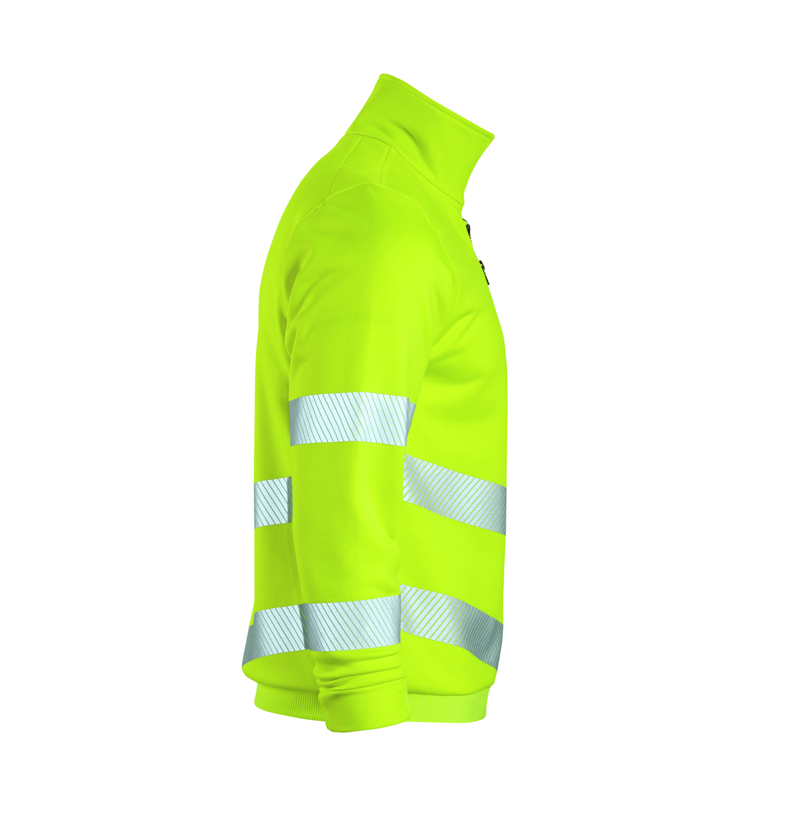 CWS Core HighVis: Sweatshirt High Vis Yellow w. Reflective Stipes w. Zip view 3