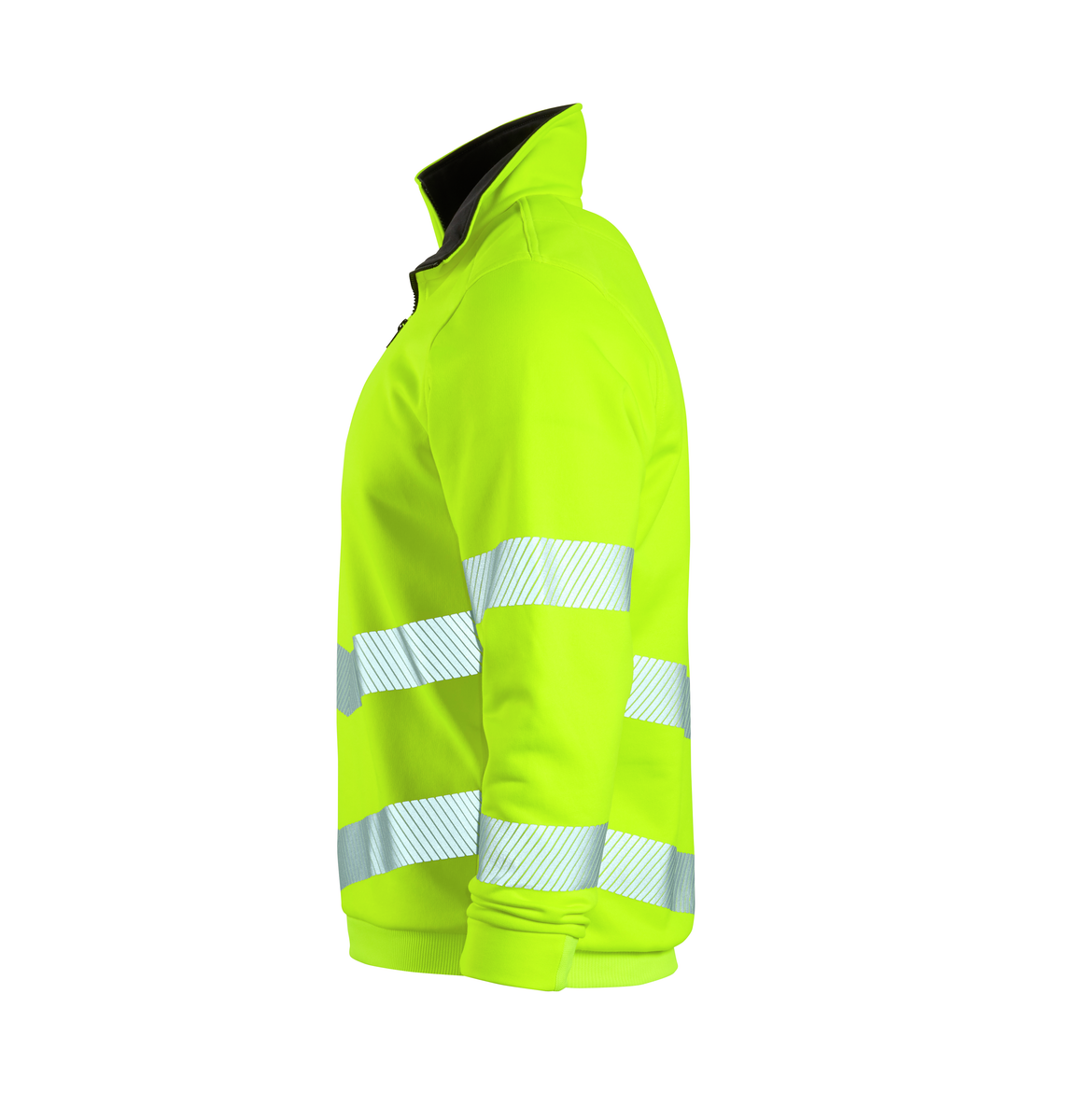 CWS Core HighVis: Sweatshirt High Vis Yellow w. Reflective Stipes w. Zip view 4