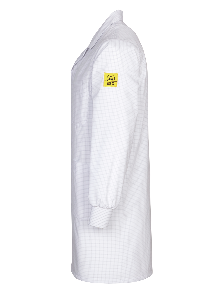 CWS ESD Safe Line: Coat Men White w. Sleeve Cuffs Long Sleeves view 4