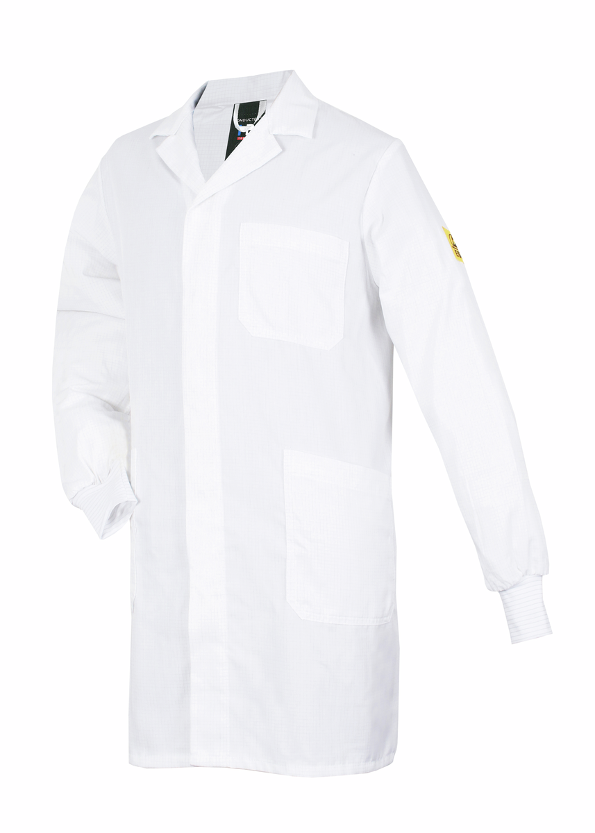 CWS ESD Safe Line: Coat Men White w. Sleeve Cuffs Long Sleeves view 5