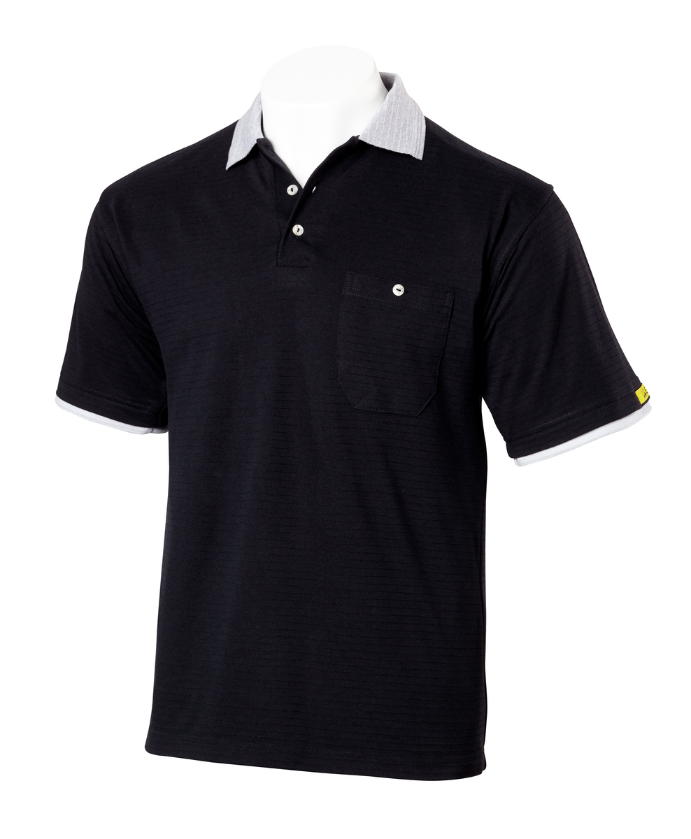 CWS ESD Safe Line: Poloshirt Black/Lightgrey Short Sleeves view 2