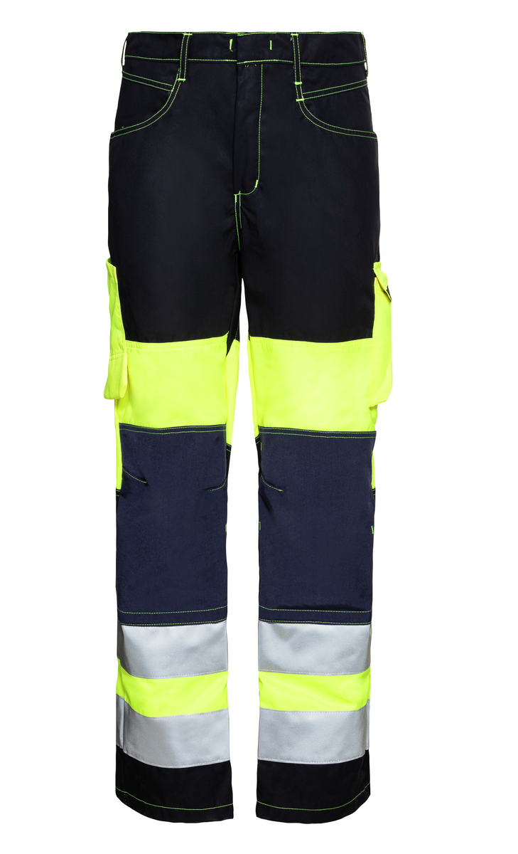 CWS Alpha HighVis: hlače s pasom v temno modri/varnostno rumeni barvi z žepi za kolena in odsevnimi črtami view 5