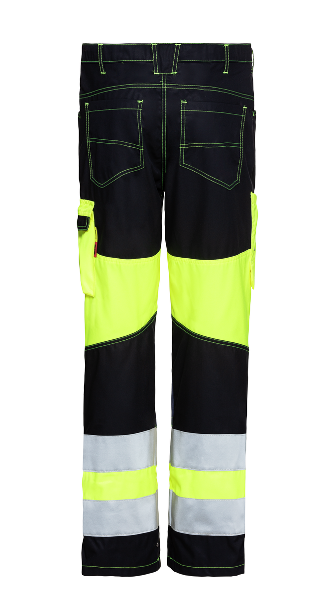 CWS Alpha HighVis: hlače s pasom v temno modri/varnostno rumeni barvi z žepi za kolena in odsevnimi črtami view 6