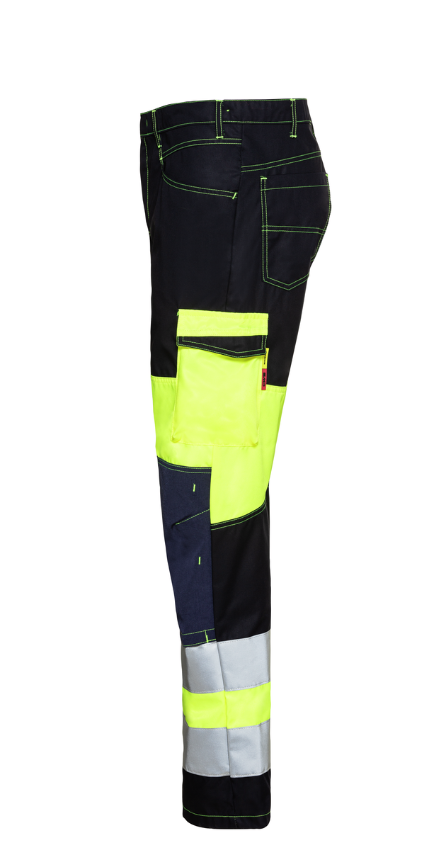CWS Alpha HighVis: hlače s pasom v temno modri/varnostno rumeni barvi z žepi za kolena in odsevnimi črtami view 7