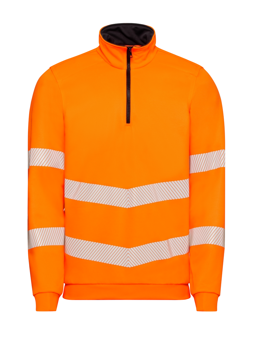 CWS Core HighVis: Sweatshirt High Vis Orange w. Reflective Stipes w. Zip view 5