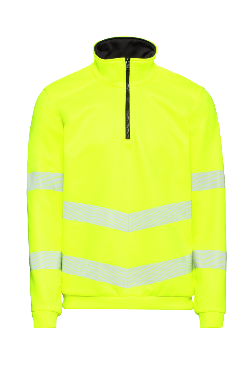 CWS Core HighVis: Sweatshirt High Vis Yellow w. Reflective Stipes w. Zip view 5