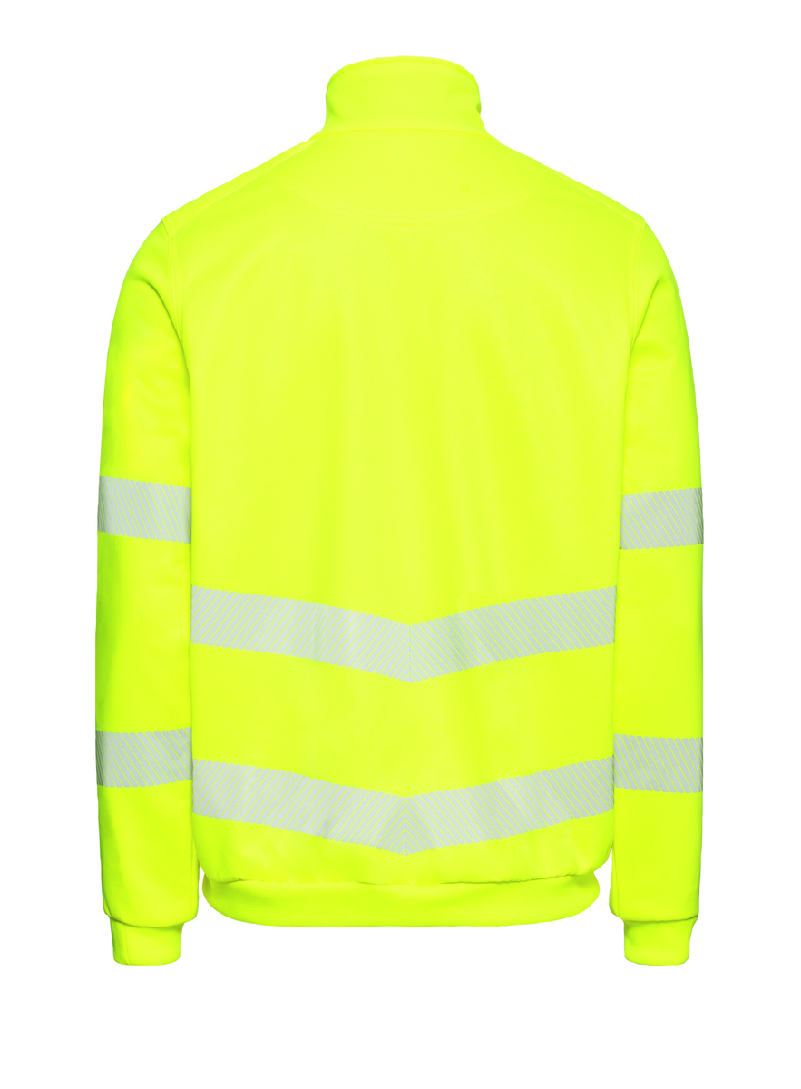 CWS Core HighVis: Sweatshirt High Vis Yellow w. Reflective Stipes w. Zip view 6