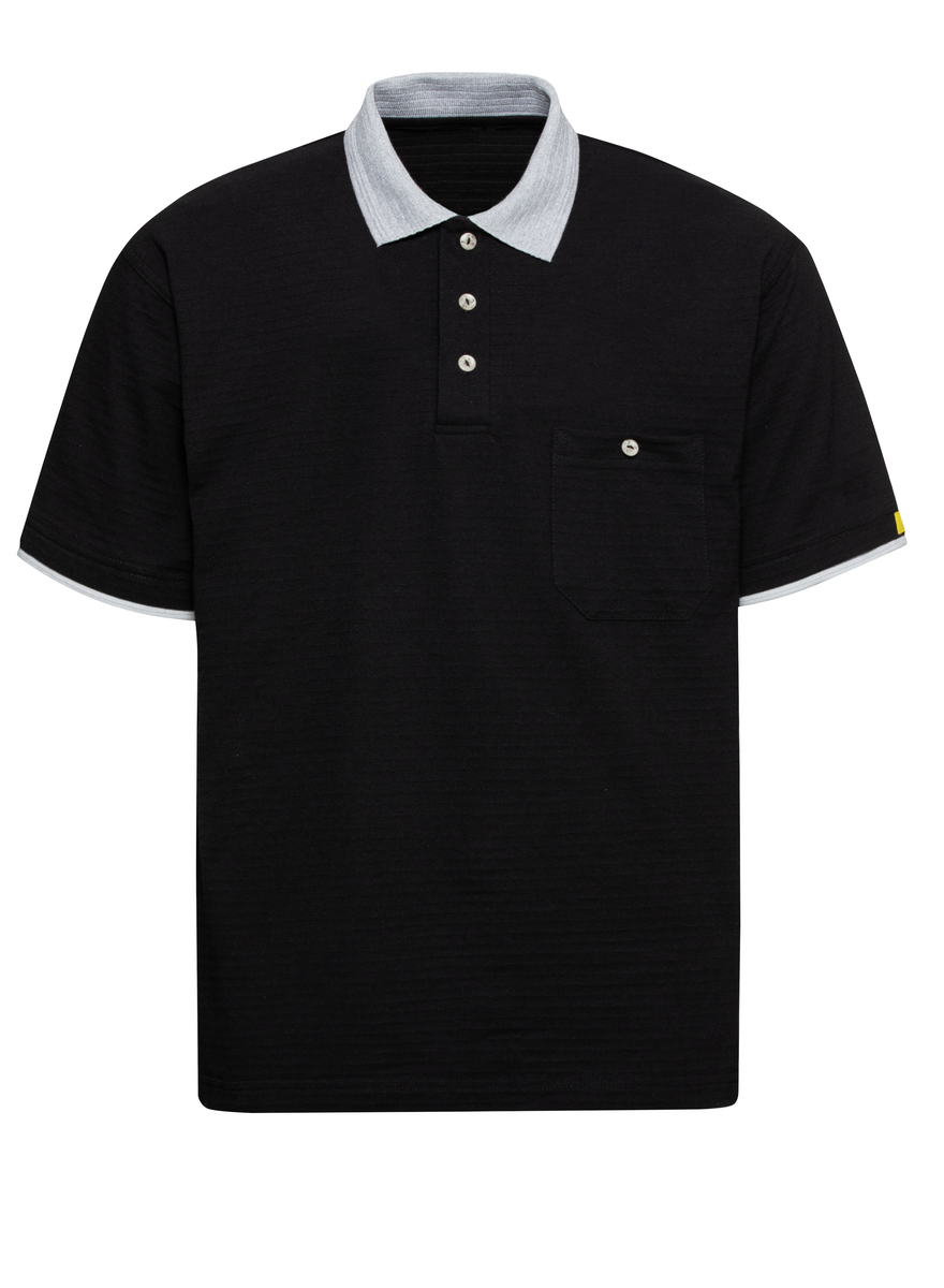 CWS ESD Safe Line: Poloshirt Black/Lightgrey Short Sleeves view 3