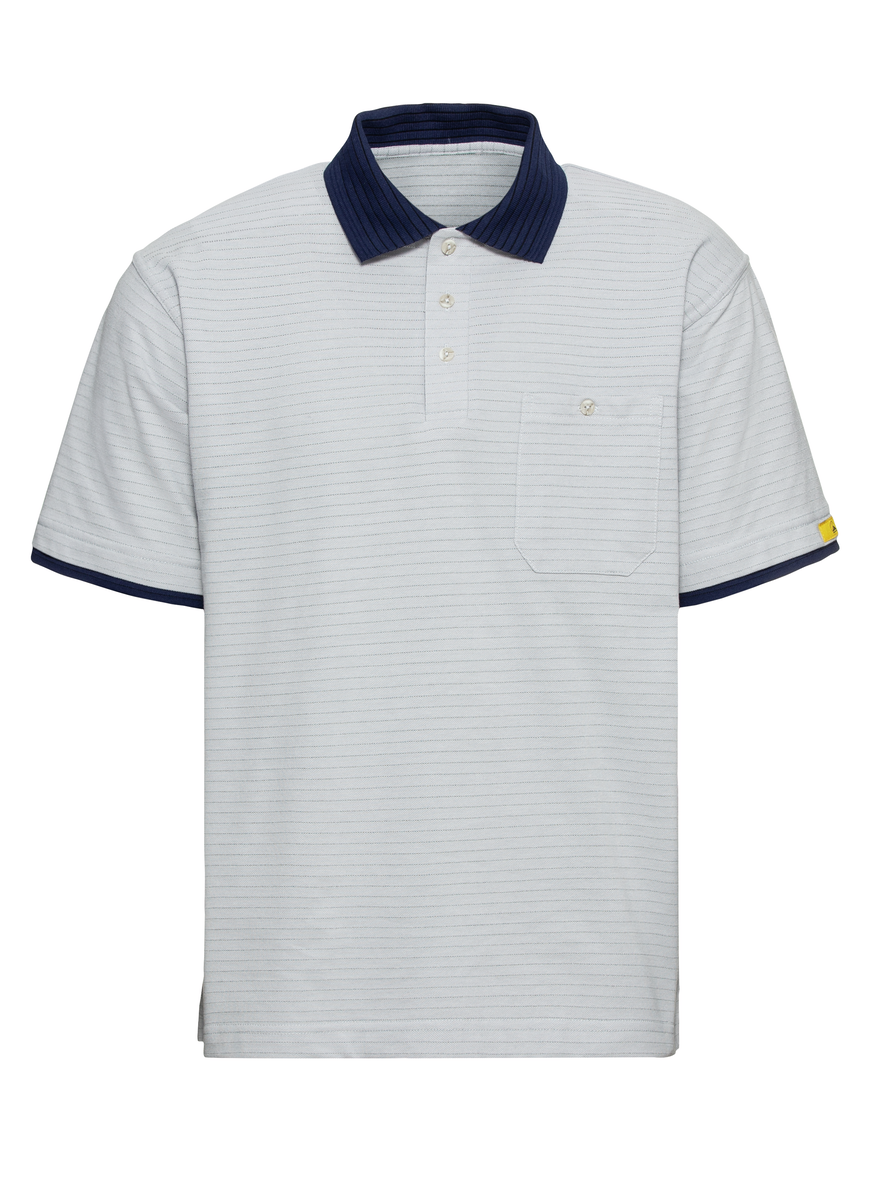 CWS ESD Safe Line: Poloshirt Lightgrey/Darkblue Short Sleeves view 3