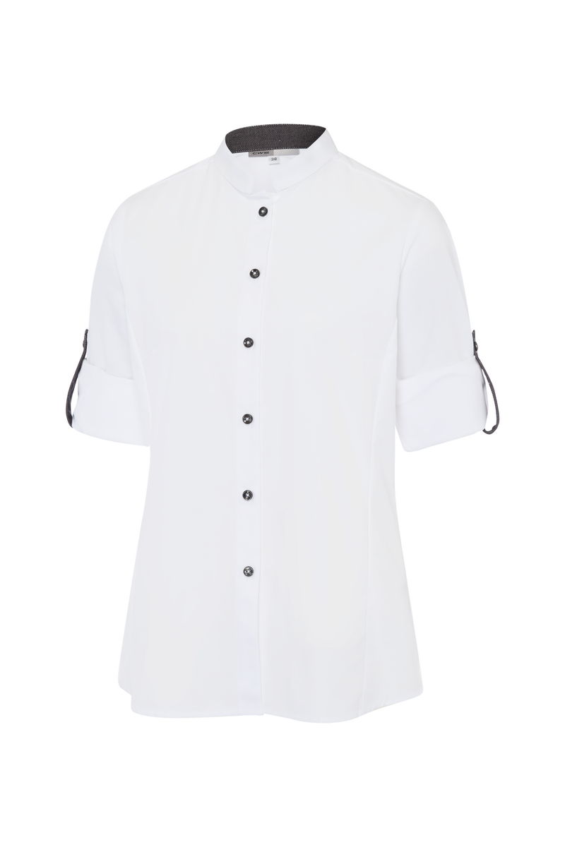 CWS Scandic Line: Blouse Ladies White/Darkgrey Roll Up Sleeves view 6
