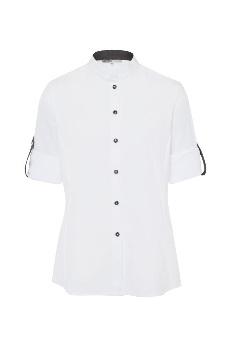 CWS Scandic Line: Blouse Ladies White/Darkgrey Roll Up Sleeves view 7