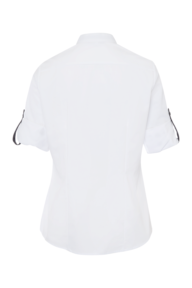 CWS Scandic Line: Blouse Ladies White/Darkgrey Roll Up Sleeves view 8