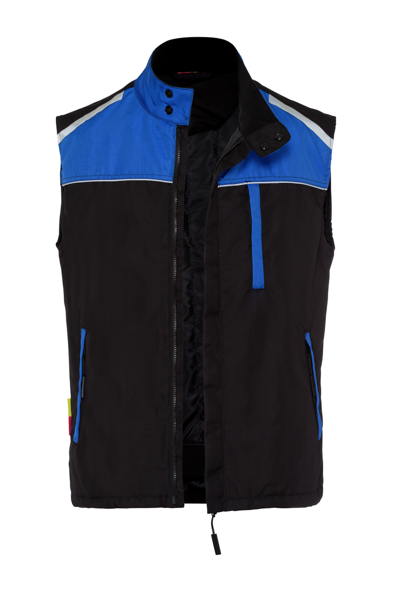 CWS Profi Line Outdoor: Work Vest Black/Blue Lined view 2