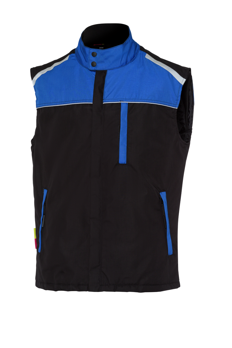 CWS Profi Line Outdoor: Work Vest Black/Blue Lined view 4