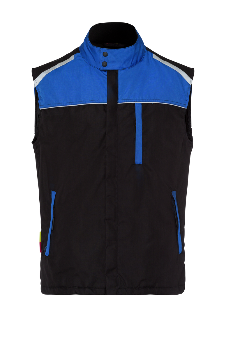CWS Profi Line Outdoor: Work Vest Black/Blue Lined view 3