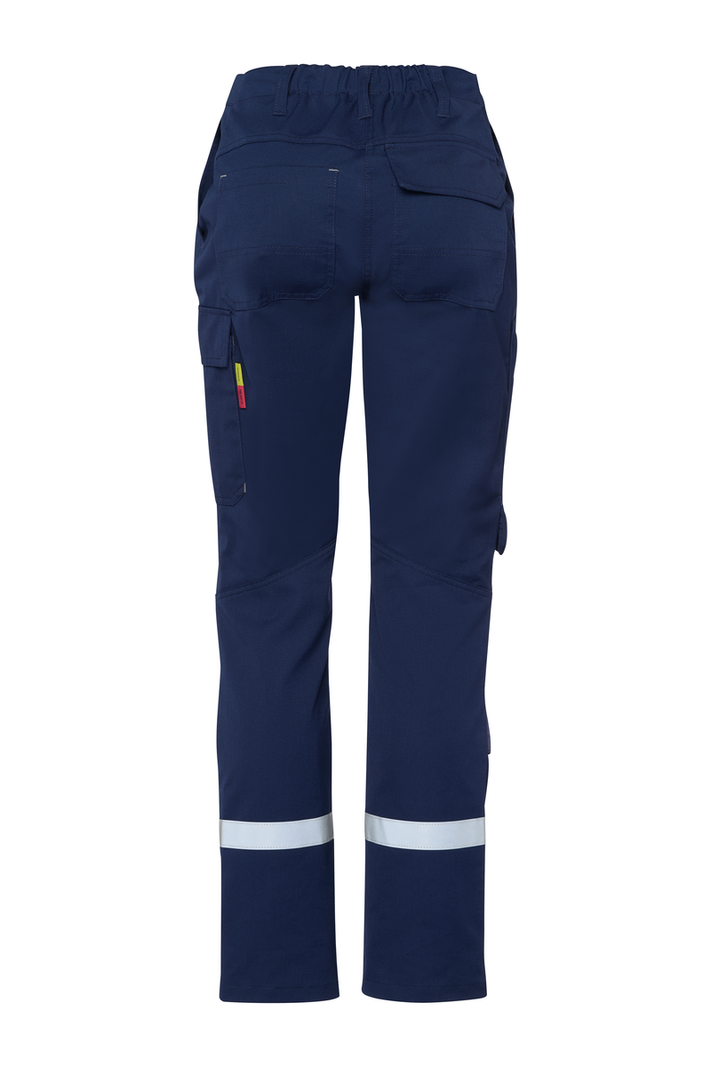 CWS Industry Comfort w.HiVi elements: Trousers Ladies Darkblue w. Reflective Stripes w. Kneepad Pockets view 6