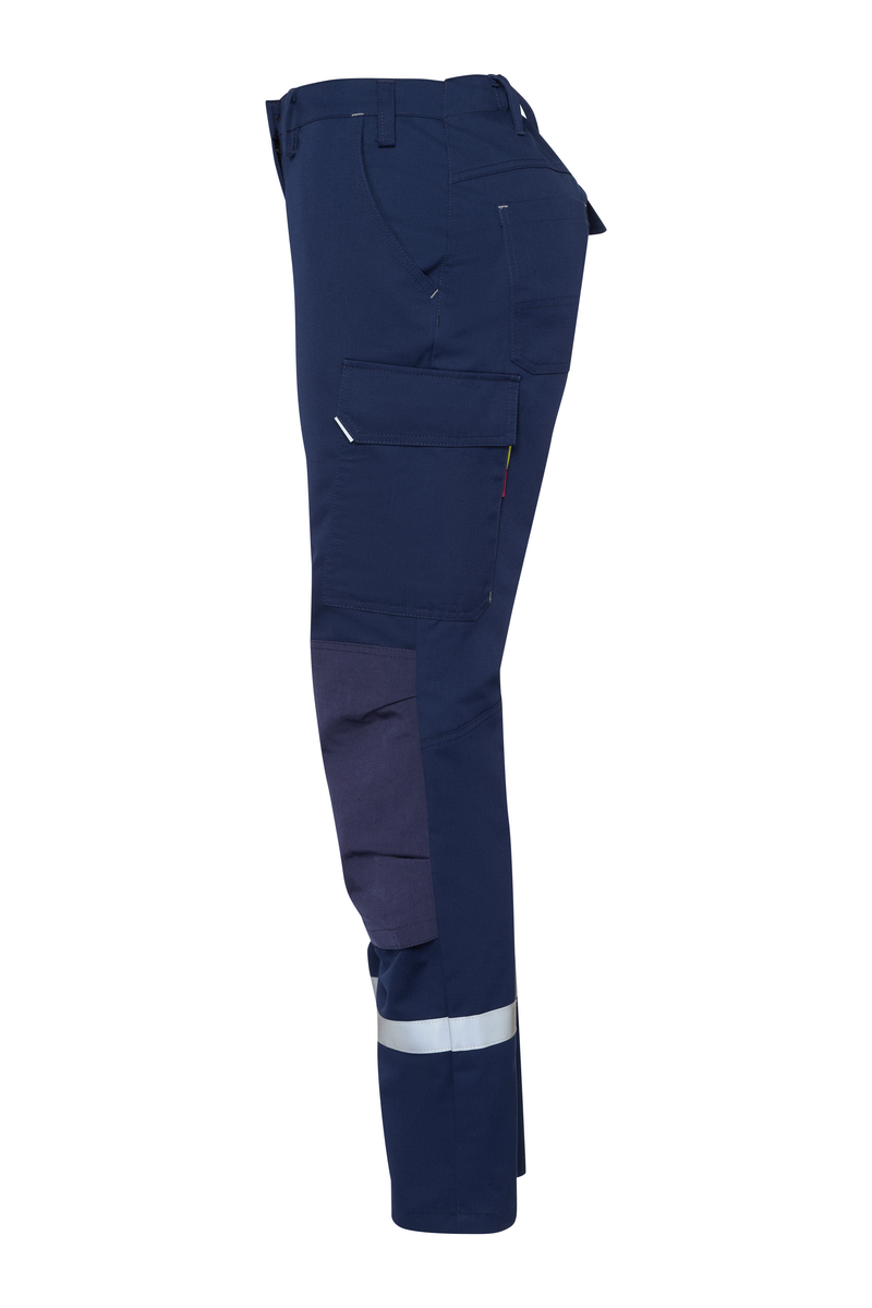 CWS Industry Comfort w.HiVi elements: Trousers Ladies Darkblue w. Reflective Stripes w. Kneepad Pockets view 7