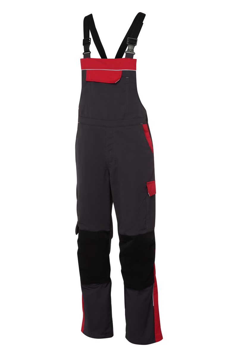 CWS Industry Comfort: Dungarees Darkgrey/Red w. Kneepad Pockets view 4