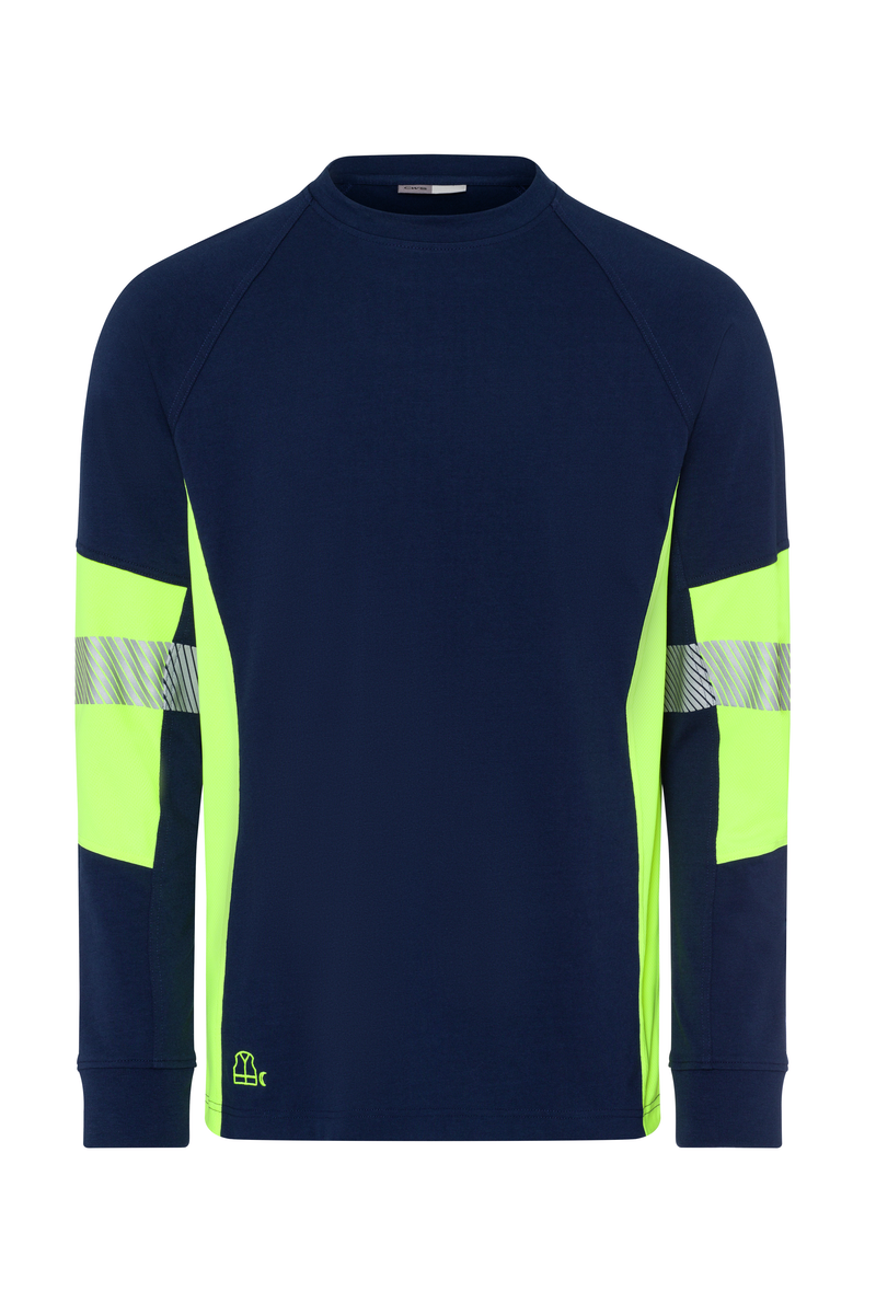CWS PRObasics: T-Shirt Darkblue HighVisYellow Long Sleeves view 3