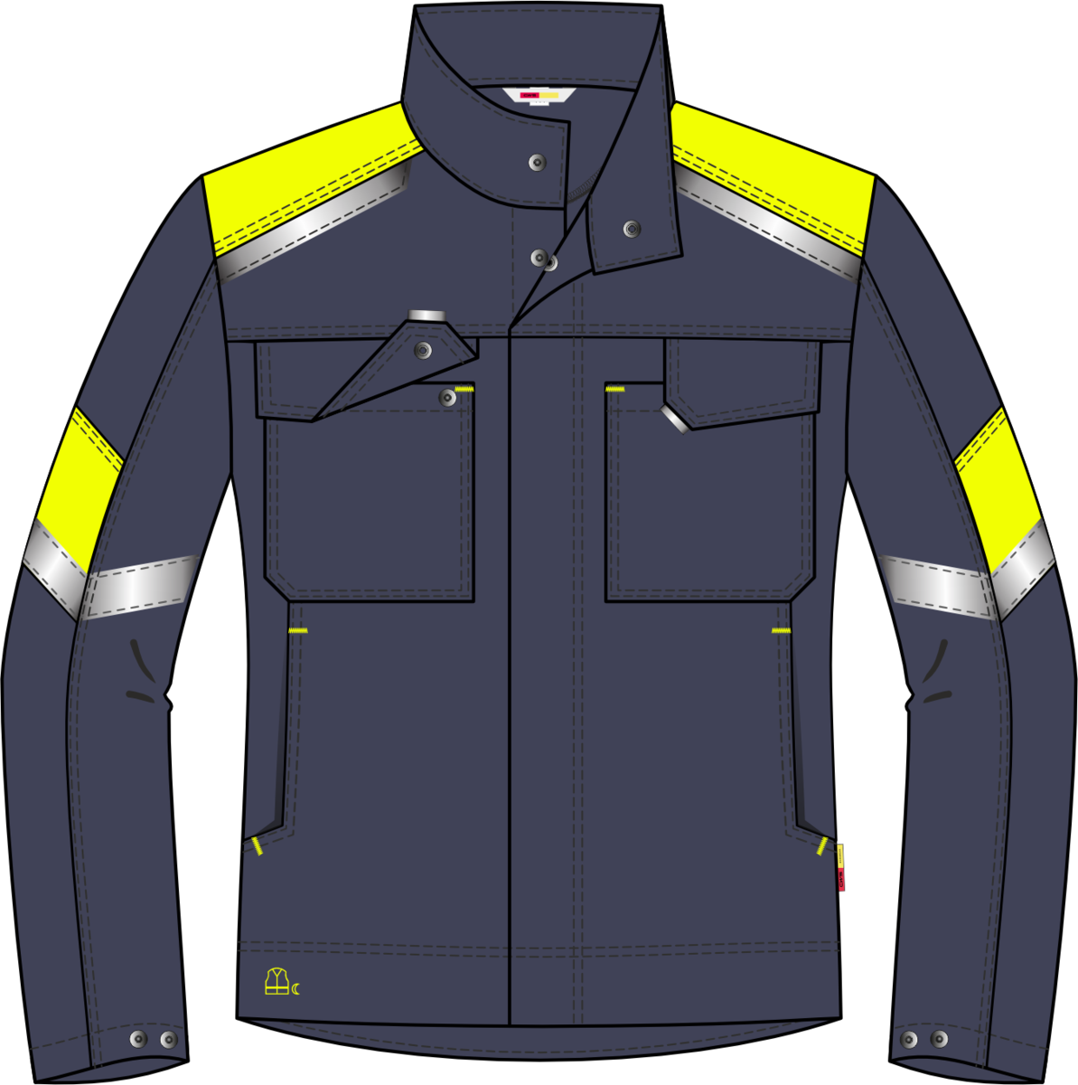 CWS Industry Comfort: Delovni jopič temno modra/visoka vidna rumena z odsevnimi črtami view 11