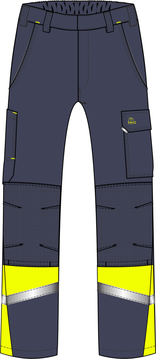 CWS Industry Comfort: Trousers Darkblue/High Vis Yellow w. Reflective Stripes w. Kneepad Pockets view 9