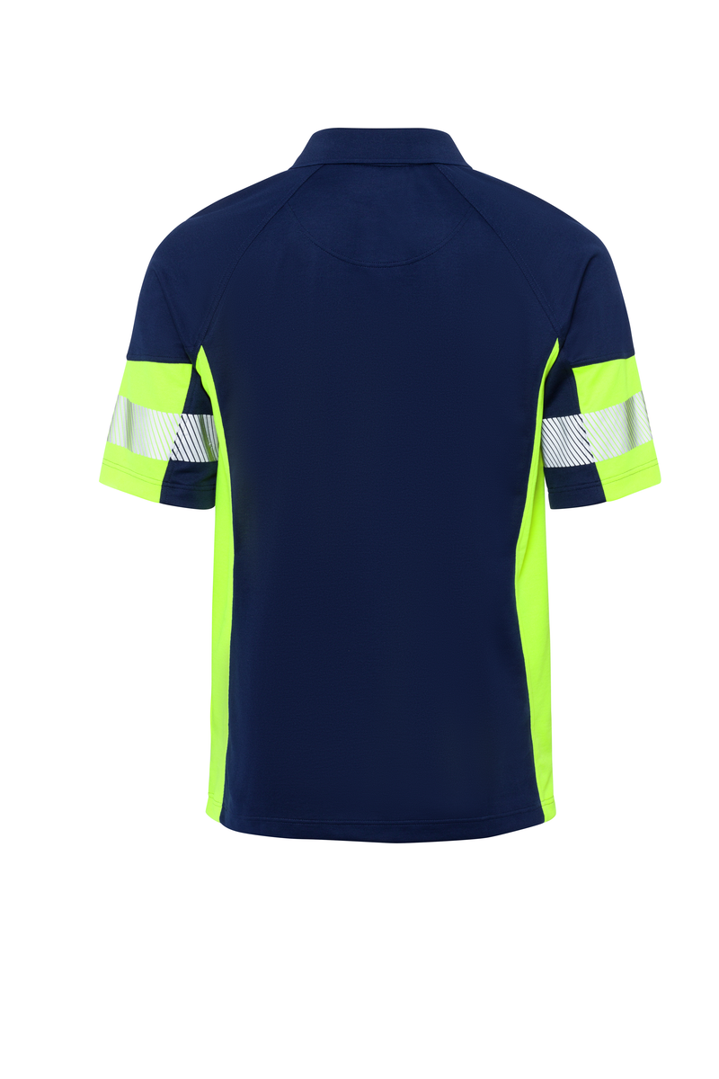 CWS PRObasics: Poloshirt Darkblue/High Vis Yellow Short Sleeves view 5