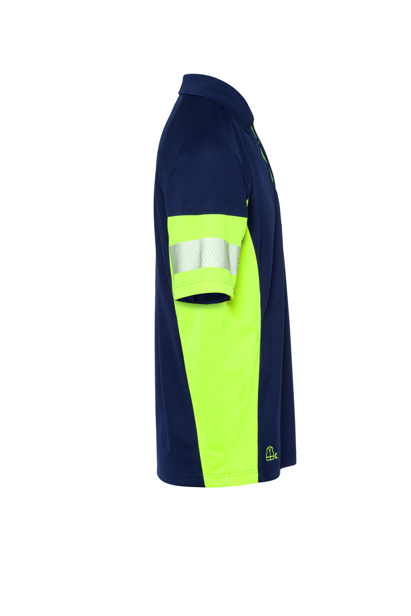 CWS PRObasics: Poloshirt Darkblue/High Vis Yellow Short Sleeves view 6