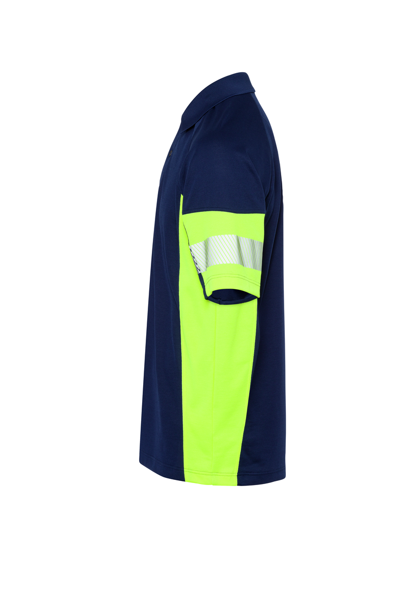 CWS PRObasics: Poloshirt Darkblue/High Vis Yellow Short Sleeves view 7