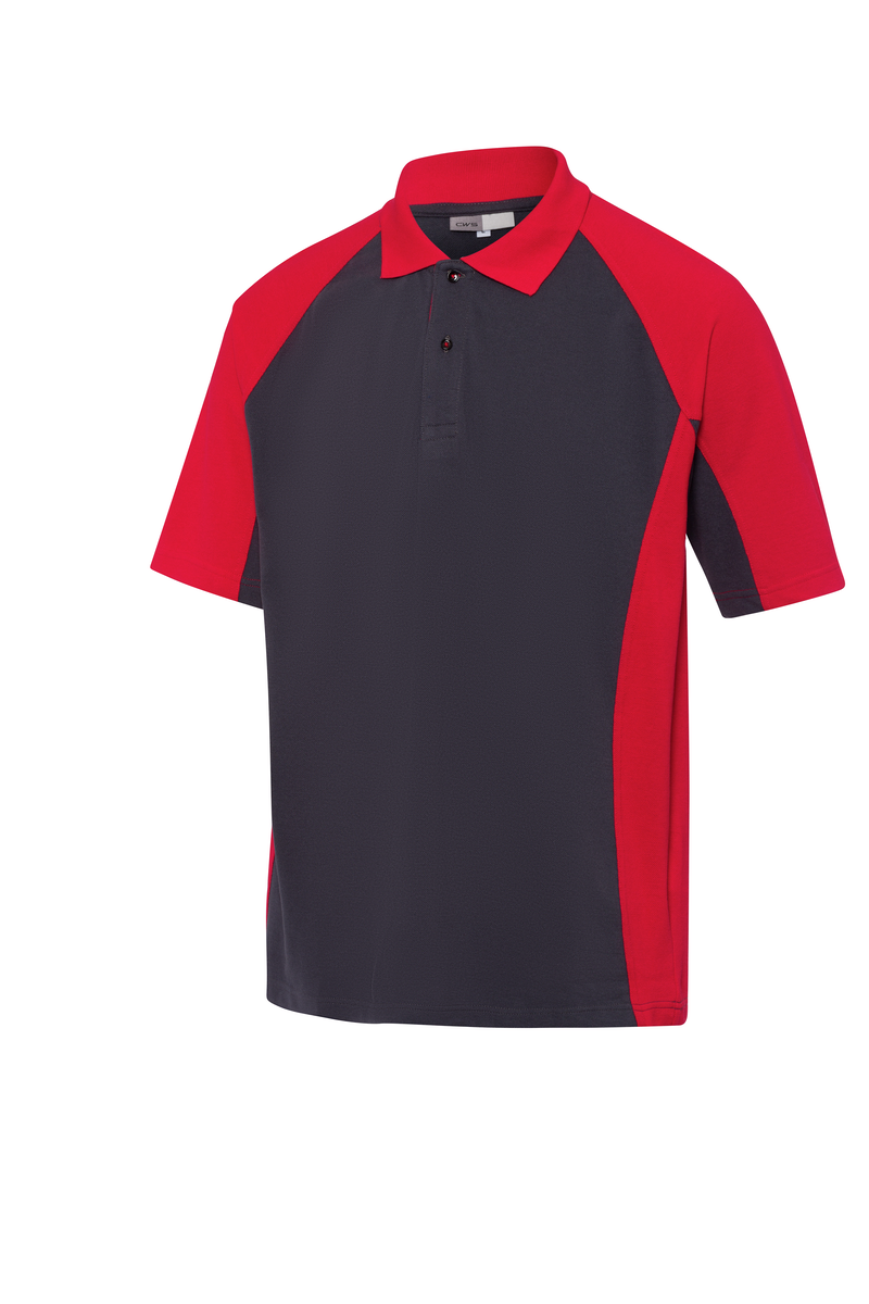 CWS PRObasics: Poloshirt Darkgrey/Red Short Sleeves view 3