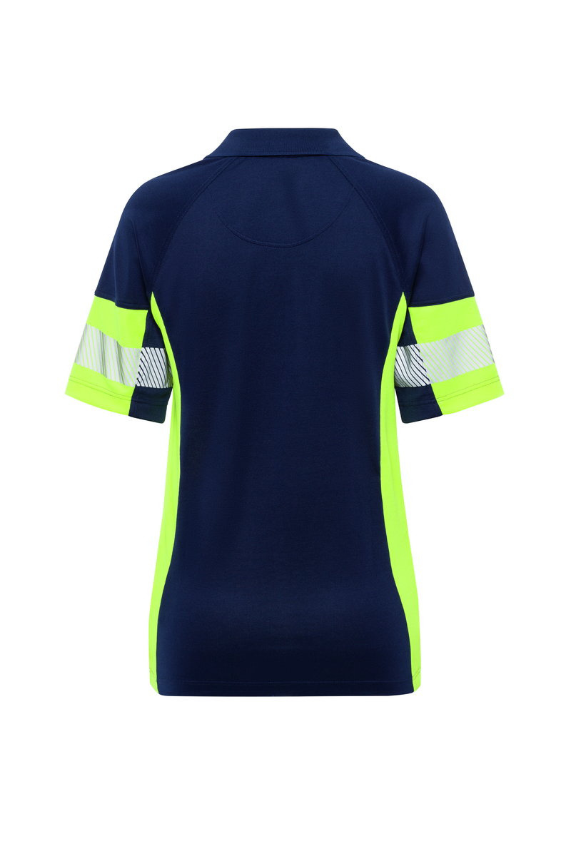 CWS PRObasics: Poloshirt Ladies Darkblue/High Vis Yellow Short Sleeves view 4