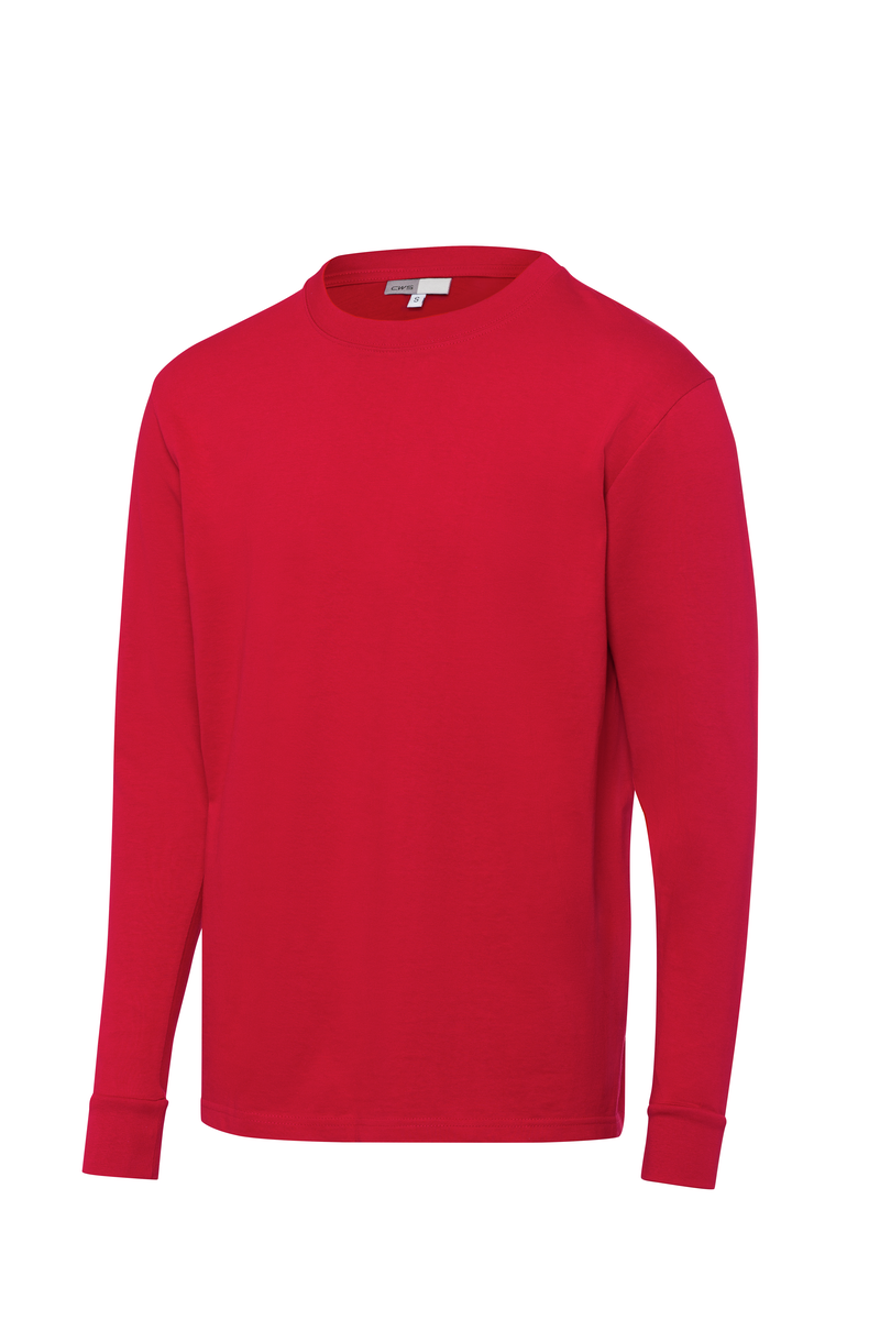 CWS PROcotton: T-Shirt Red 100%CO w. Sleeve Cuffs Long Sleeves view 2