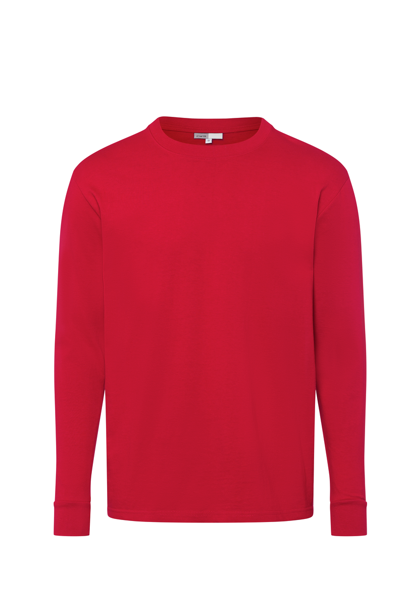 CWS PROcotton: T-Shirt Red 100%CO w. Sleeve Cuffs Long Sleeves view 3