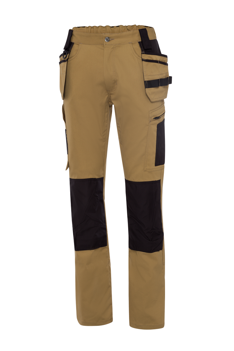 CWS Xtra Stretch: Trousers Beige/Black w. Pocket w. Kneepad Pockets view 3