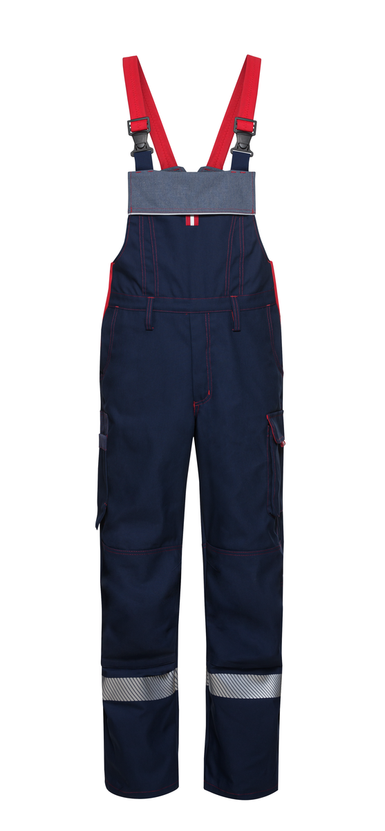CWS Metaller: Dungarees Darkblue/Grey w. Reflective Stripes w. Kneepad Pockets view 2