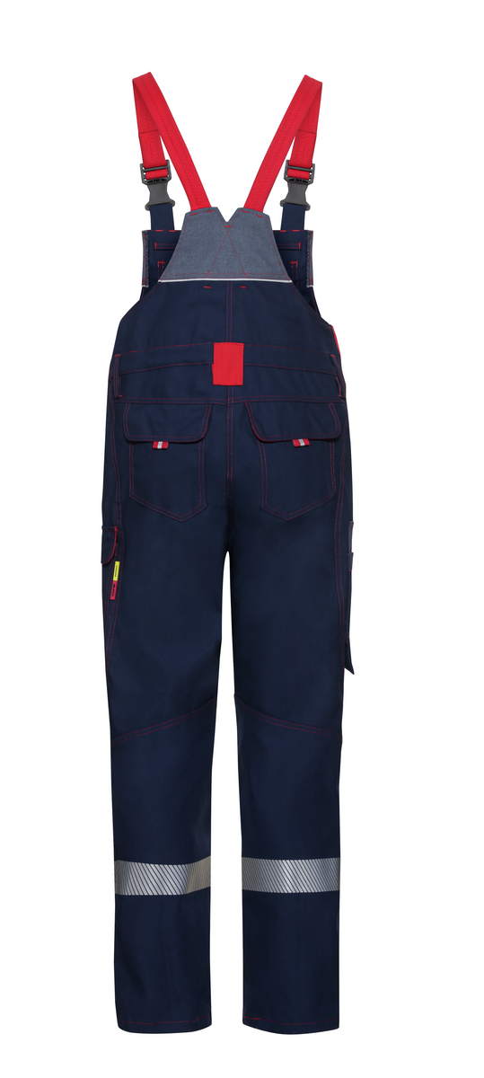 CWS Metaller: Dungarees Darkblue/Grey w. Reflective Stripes w. Kneepad Pockets view 3